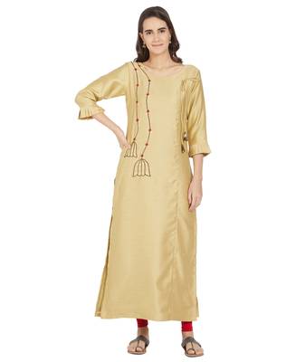 Beige printed polyester kurtas-and-kurtis 1