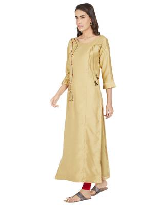 Beige printed polyester kurtas-and-kurtis 2