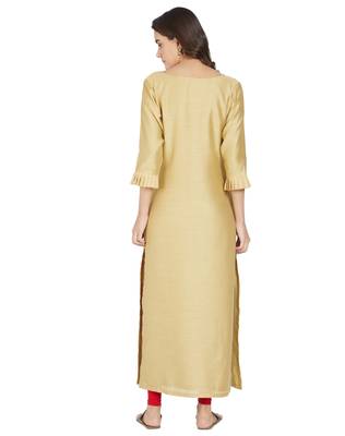 Beige printed polyester kurtas-and-kurtis 3