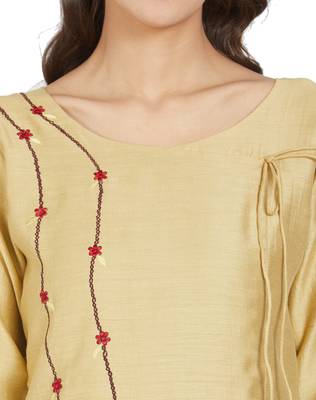 Beige printed polyester kurtas-and-kurtis 4