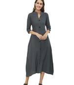 Grey printed art silk kurtas-and-kurtis