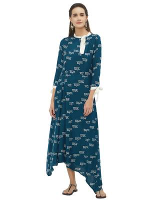 Blue printed rayon kurtas-and-kurtis 1