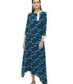 Blue printed rayon kurtas-and-kurtis