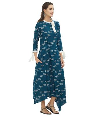 Blue printed rayon kurtas-and-kurtis 2