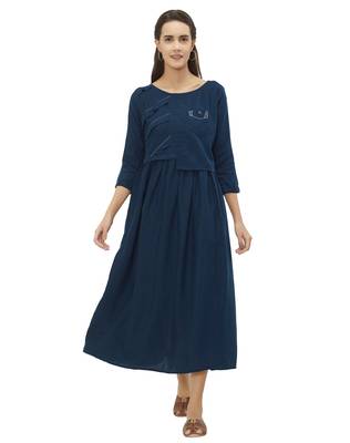 Blue printed cotton kurtas-and-kurtis 1