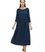 Blue printed cotton kurtas-and-kurtis