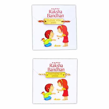 Designer Fancy Rakhi Set Gift Partner In Crime Funny Bhaiya Bhabhi Kids 3