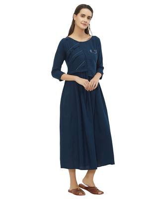 Blue printed cotton kurtas-and-kurtis 2