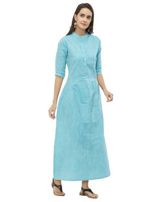 Blue printed cotton kurtas-and-kurtis 1