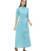 Blue printed cotton kurtas-and-kurtis