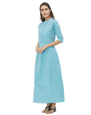 Blue printed cotton kurtas-and-kurtis 2