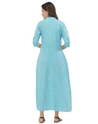 Blue printed cotton kurtas-and-kurtis 3