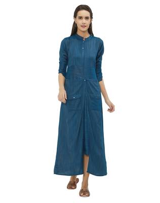 Blue printed rayon kurtas-and-kurtis 1
