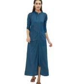 Blue printed rayon kurtas-and-kurtis
