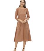 Brown printed cotton kurtas-and-kurtis