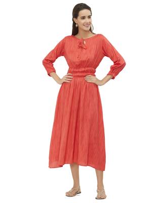 Orange printed rayon kurtas-and-kurtis 1
