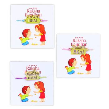 Designer Fancy Rakhi Set Gift Funny Rowdy Bhai Bhaiya Bhabhi Kids 3