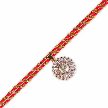 Name Letter P Designer Fancy Rakhi Set for Men American Diamond Rakhis Bhai Bro Brother 1
