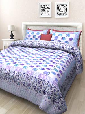 Grush Pure Cotton Printed Queen Size Bedsheet with 2 pillow covers 1