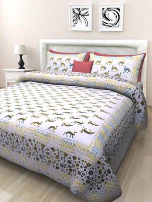 Grush Pure Cotton Printed Queen Size Bedsheet with 2 pillow covers 1