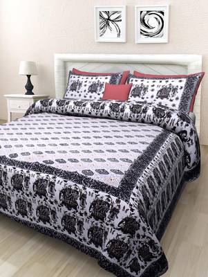 Grush Pure Cotton Printed Queen Size Bedsheet with 2 pillow covers 1