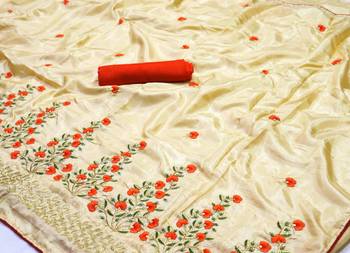 White woven silk blend saree with blouse 1