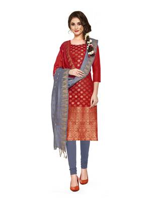Red jacquard banarasi salwar 1