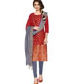 Red jacquard banarasi salwar