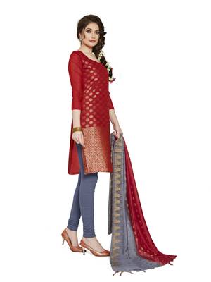 Red jacquard banarasi salwar 3