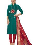 Green embroidered cotton salwar