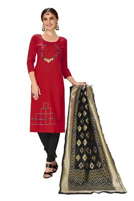 Red embroidered cotton salwar 1