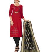 Red embroidered cotton salwar