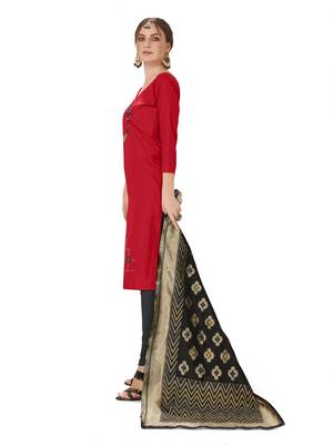 Red embroidered cotton salwar 3