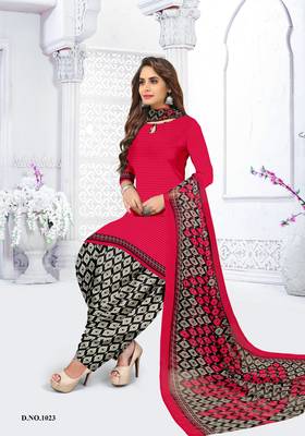 Red printed crepe salwar 1