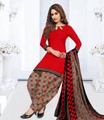 Red printed crepe salwar