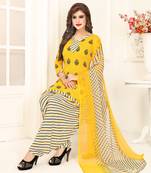 Yellow printed crepe salwar