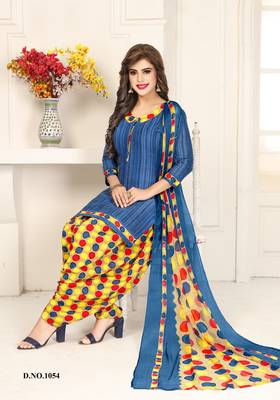 Blue printed crepe salwar 1