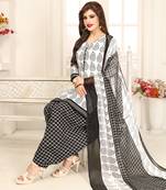 White printed crepe salwar
