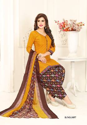 Mustard printed crepe salwar 1