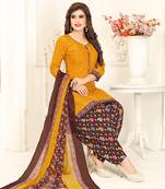 Mustard printed crepe salwar