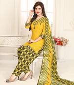Yellow printed crepe salwar