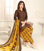 Brown printed crepe salwar