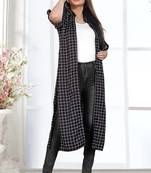 Black printed crepe long-tops