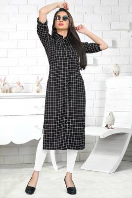 Black printed crepe long-tops 2