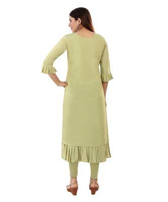 Light-green embroidered art silk embroidered-kurtis 2