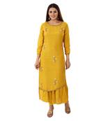 Mustard embroidered silk embroidered-kurtis