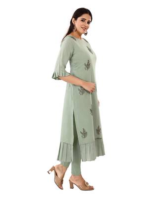 Grey embroidered art silk embroidered-kurtis 4