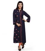 Navy-blue embroidered art silk embroidered-kurtis