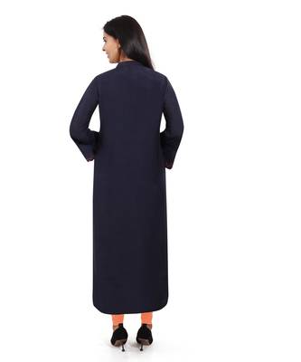 Navy-blue embroidered art silk embroidered-kurtis 2