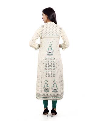 Cream printed cotton cotton-kurtis 2